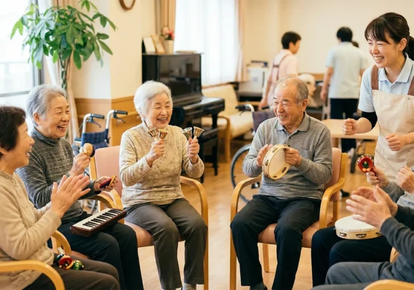 音楽を楽しむ高齢者たち