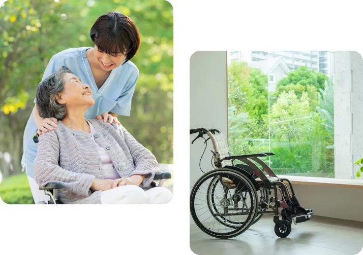 介護施設で笑う入居者様